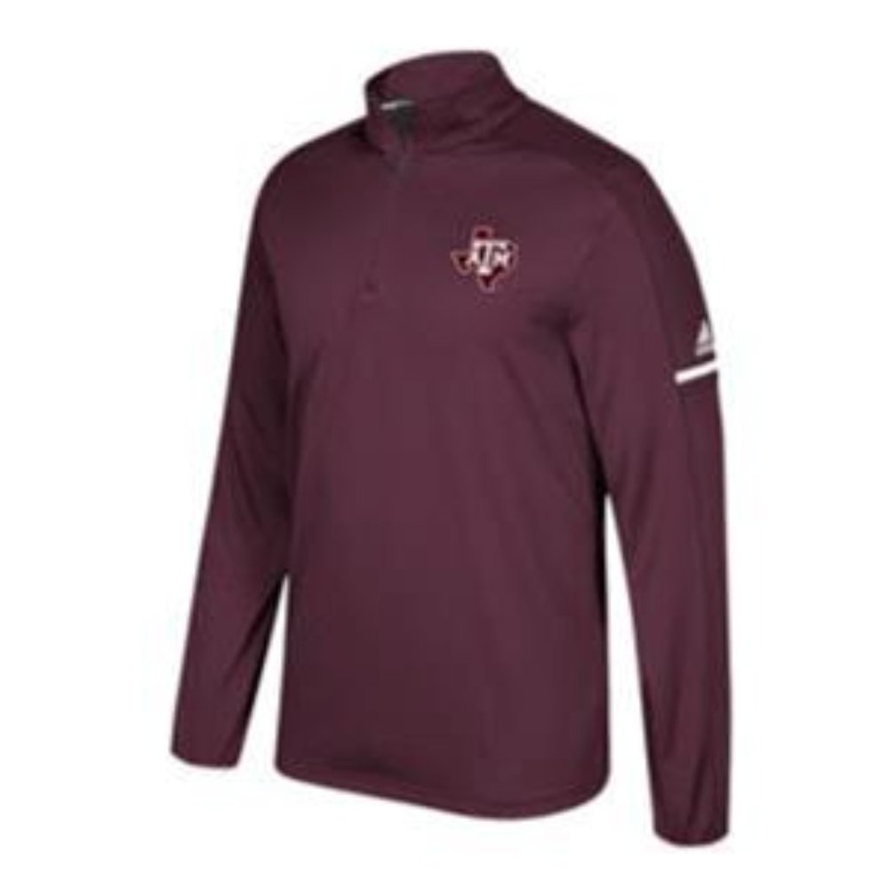 Texas A Aggies Adidas NCAA Men's Sideline 1/4 Zip Pullover Wind Shirt - Maroon